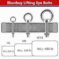 Vista 4 de Pernos de ojo de elevación para hombro, tornillo Ekunbuy 304 de acero inoxidable, pernos de ojo roscados de elevación resistente con arandelas