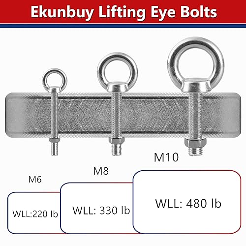 Miniatura 4 de Pernos de ojo de hombro de elevación, perno de tornillo de acero inoxidable 304 de alta resistencia con anillo de elevación roscado con arandelas y
