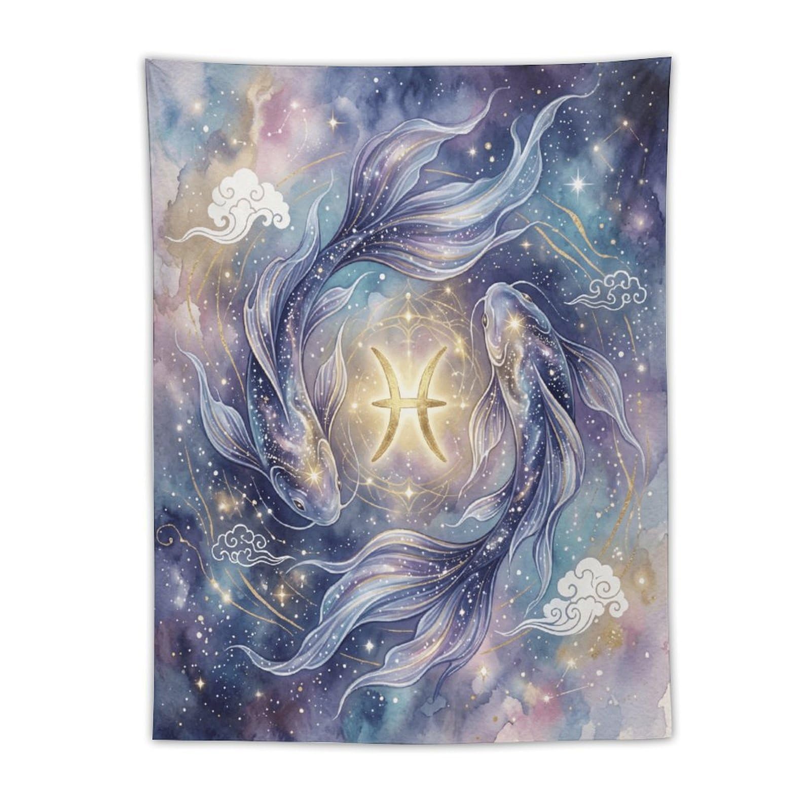 W7C8U2X3 Cosmic Pisces Koi Wall Tapestry, Ukiyo-e, College Dorm