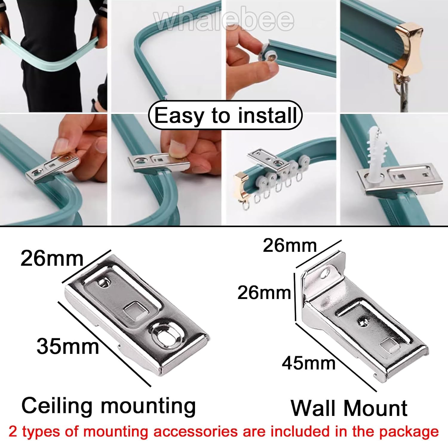 カーブカーテンレール カーテン用金属ロッド 1m～6.5m 天井/壁取り付け用ノイズレスカーテンレール リビングルーム 寝室 バスル