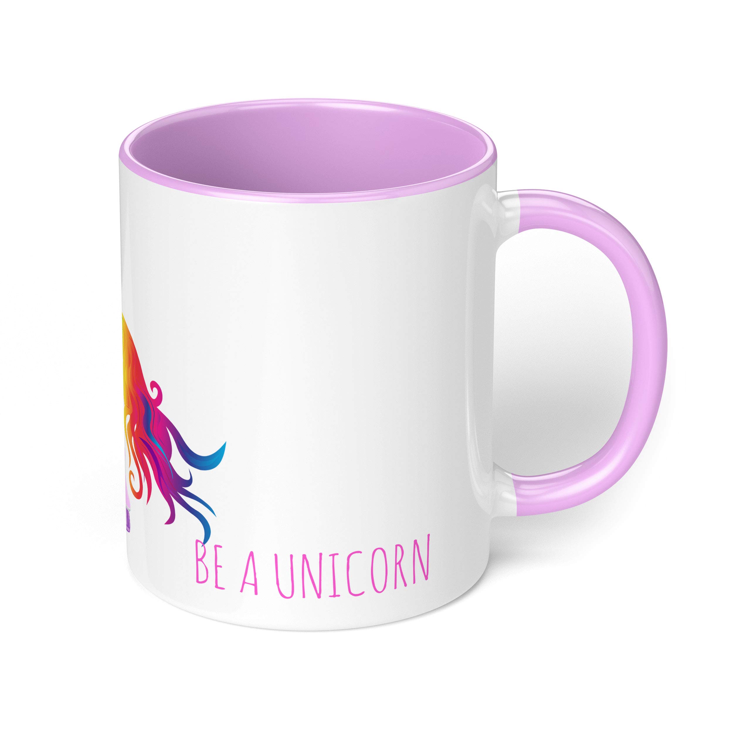 InstaMugs 1 Mug - "Be A Unicorn" Characters Mug - Perfect for your cuppa Coffee, Tea, Karak, Milk, Cocoa or whatever Hot or Cold Beverage you Drink! - 11 Oz - Pink Handle & Inside Colour