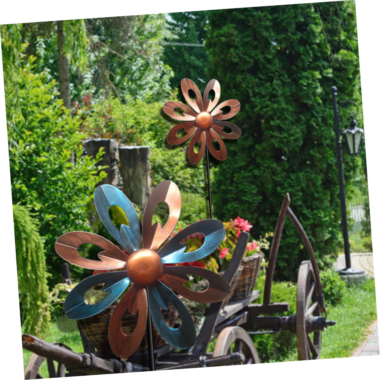 Toyvian 2 Pièces Décoration Jardin Extérieur Forgé Moulin à Vent Rotatif Design Original pour Pelouse et Patio Robuste et Durable