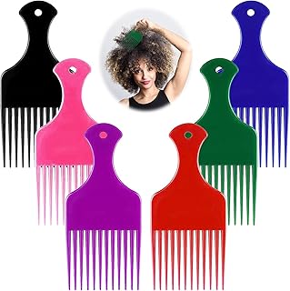 مجموعة أمشاط بلاستيكية ناعمة بأسنان عريضة لفك تشابك الشعر الأفريقي وتصفيفه من UICCVOKK، مجموعة من 6 قطع