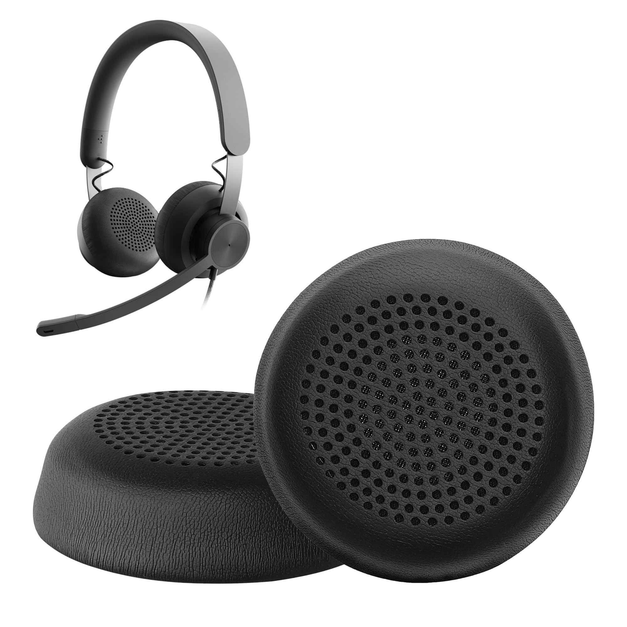 Kwmobile 2x Cuscinetti Per Cuffie Compatibili Logitech Zone 900 / Zone Wireless Plus – Similpelle, Autoadesivi, Sostituzione Facile