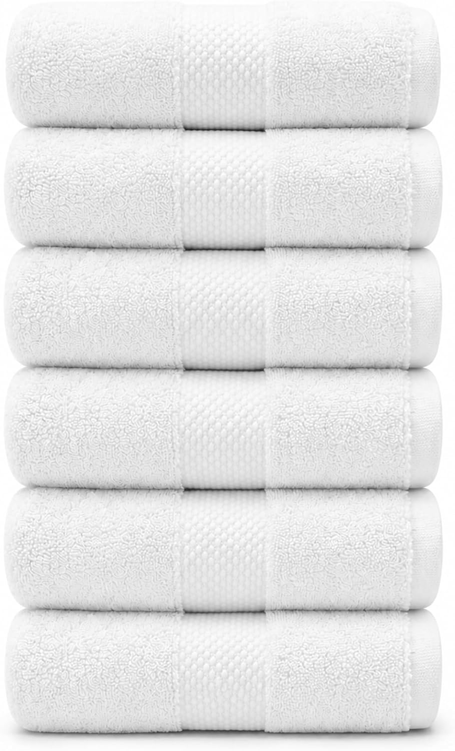 TOWELTIQUE- Organic Cotton Plush Bath Towels Pack of 6 GOTS & Oeko- TEX Certified | Premium Soft, Absorbent & Quick-Drying Towels for Bathroom, Gym, Spa & Hotel Use – White