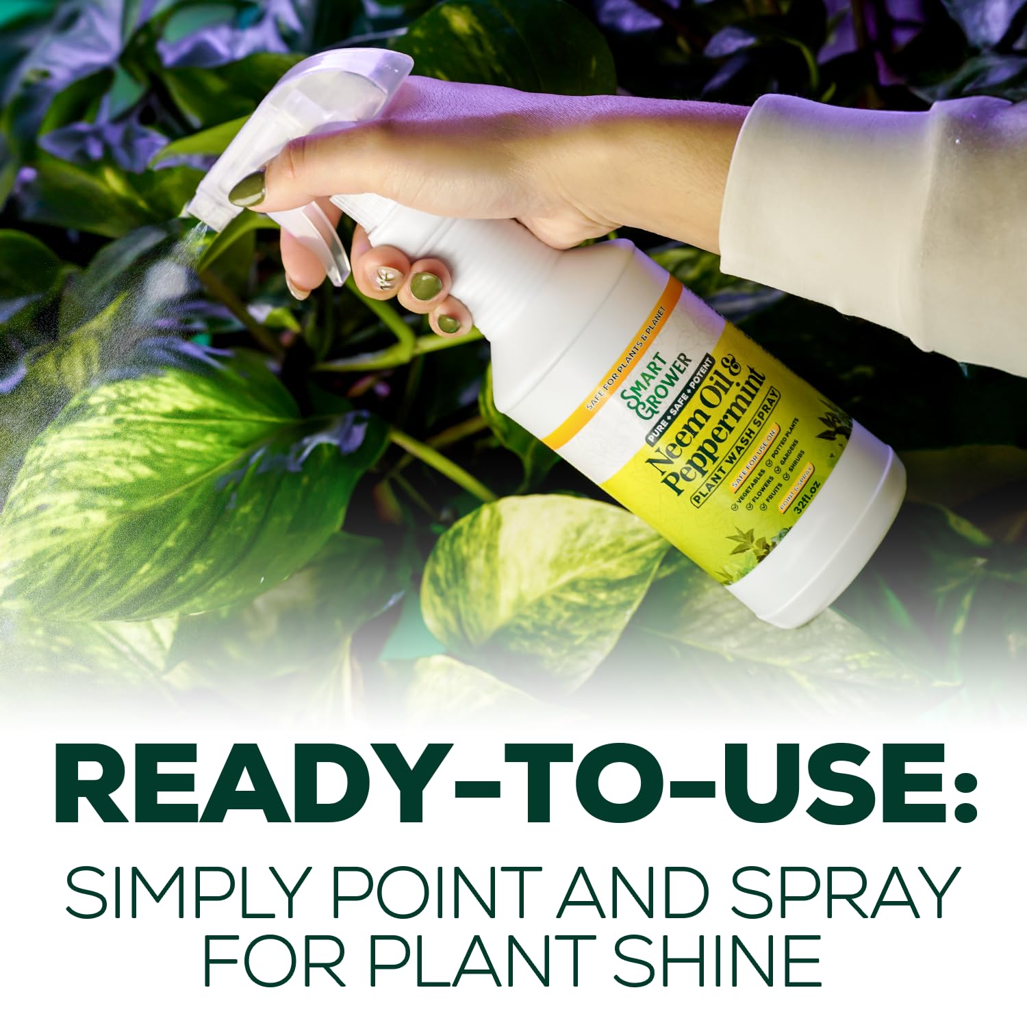 Spray de aceite de neem para plantas con spray de lavado de plantas de menta, 32 onzas