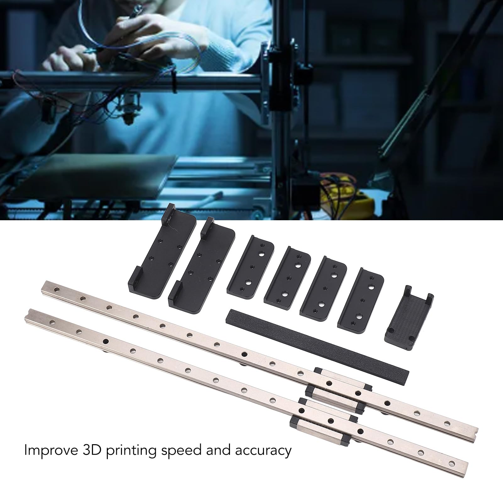Guide de Rail Linéaire D'axe Y, 2 Rails de Guidage Linéaire pour Imprimante 3D avec 6 Blocs de Chariot, Rails Coulissants à Mouvement Linéaire pour Neptune 3 Pro 4 pour Ender 3 Pro