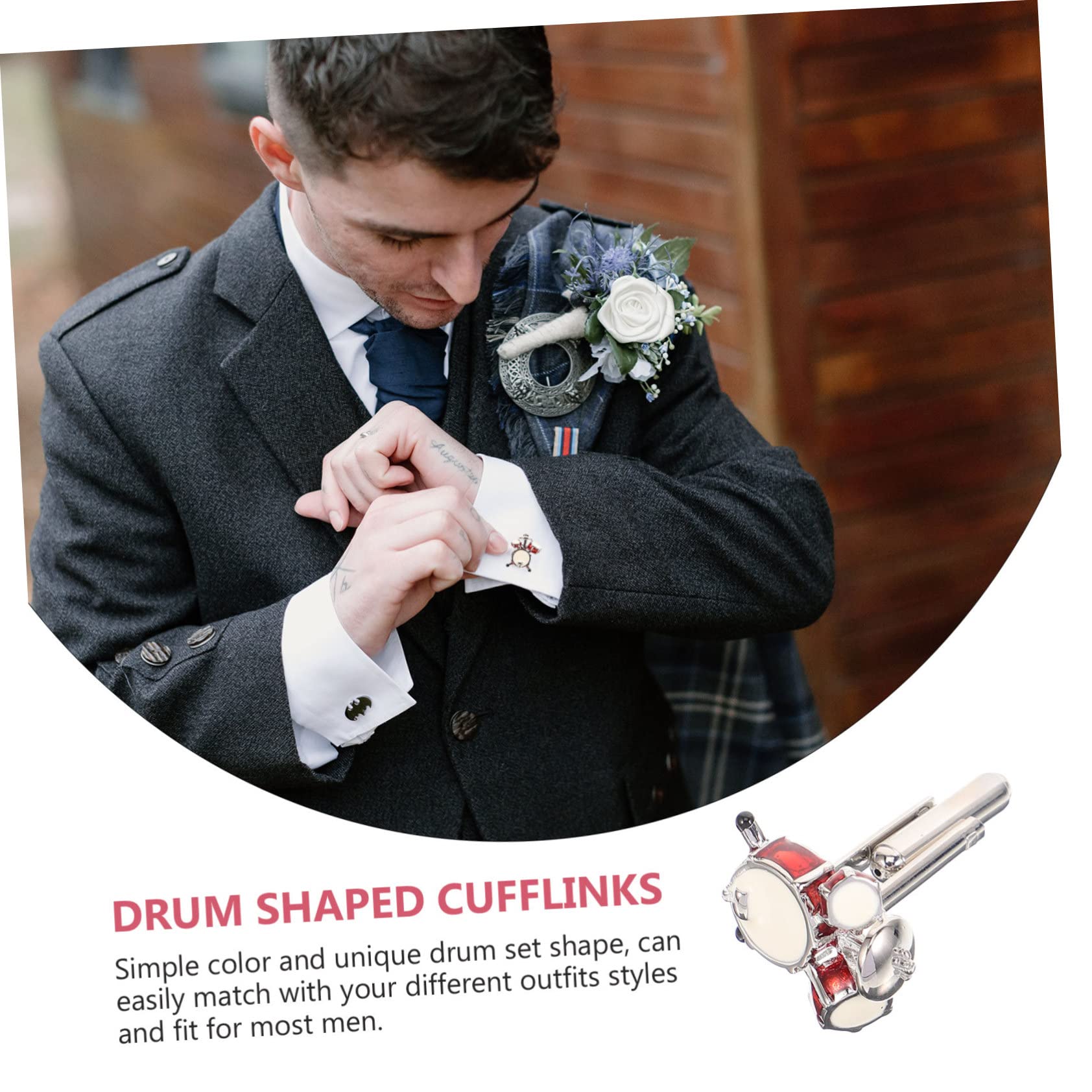 PACKOVE Gemelos De Tambor - Accesorio Accesorios De Traje Corbatas Para Hombres Clip De Corbata Para Hombre Gemelos De Traje Para Hombre Gemelos De Esmoquin Para Hombre