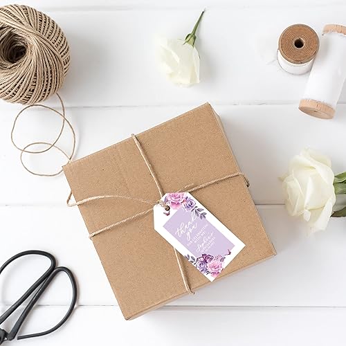 Miniatura 2 de Andaz Press Paquete de 40 etiquetas de recuerdo de quinceañera personalizadas con cuerda, mariposas lilas, etiquetas clásicas de regalo de