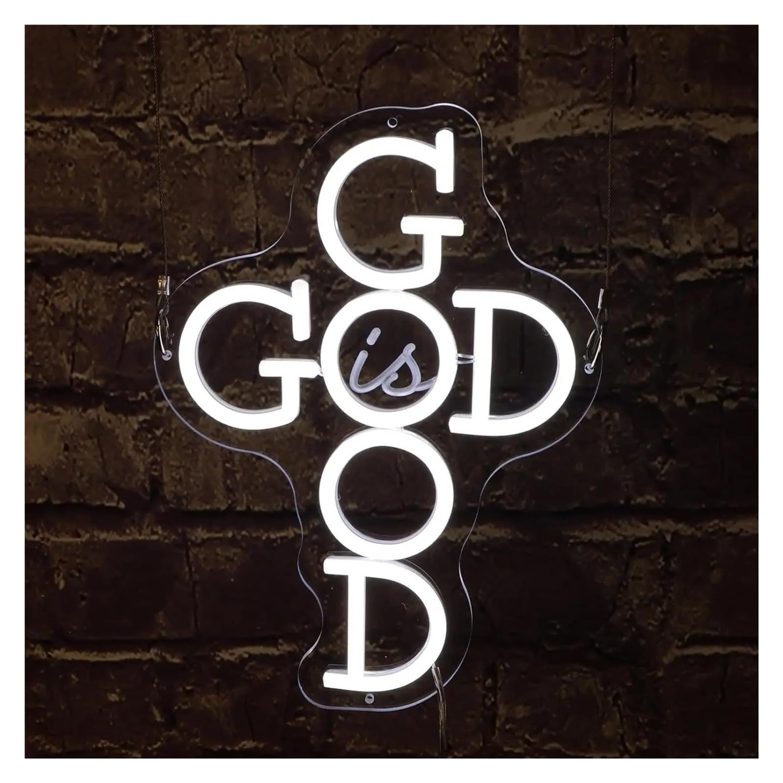 LEMST Sign Lamp God is Good Neon Light-USB Powered, Adjustable Brightness,for Living Rooms, Inspirational Decor 30.5x21.3cm