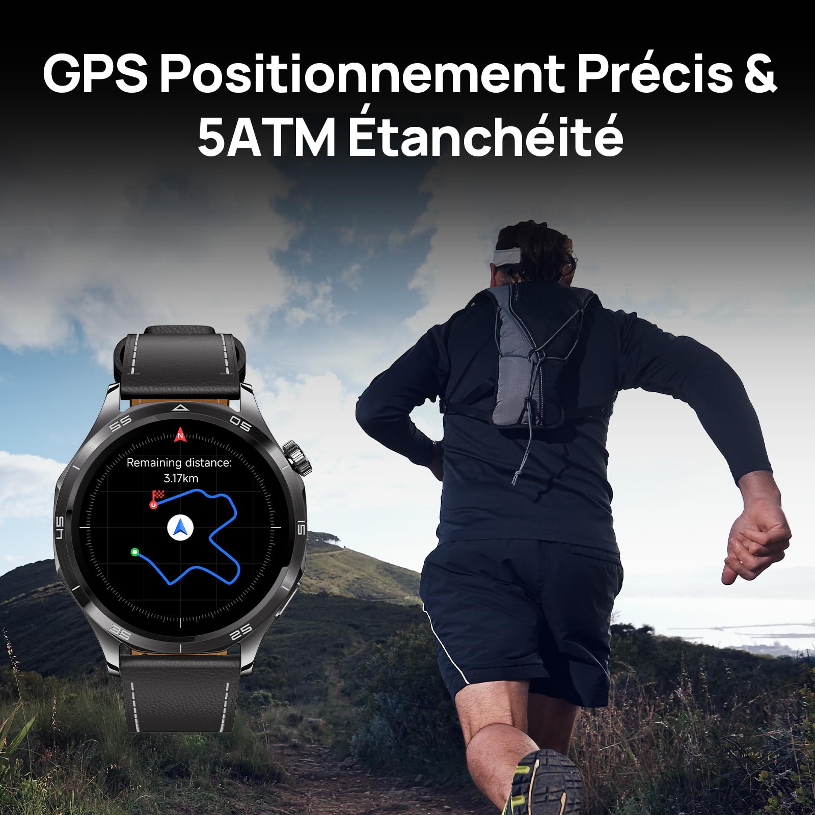 Mibro GT Montre Connectée Homme Femme, Assistant Intélligent, 5ATM Étanche | 1,43" AMOLED, 8J Autonomie,GPS Intégré, 100+ Modes Sportifs, Suivi Fréquence Cardiaque/Sommeil/SpO2, pour iOS Android(Noir)