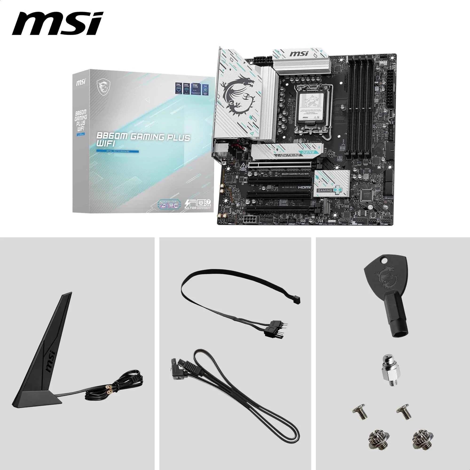 MSI B860M Gaming Plus WiFi Carte mère Micro-ATX - pour processeurs Intel Core Ultra (série 2), LGA 1851 - Mémoire DDR5 (8600+MT/s OC), PCIe 5.0 x16, M.2 Gen5, Intel Killer 5G LAN, Wi-FI 7