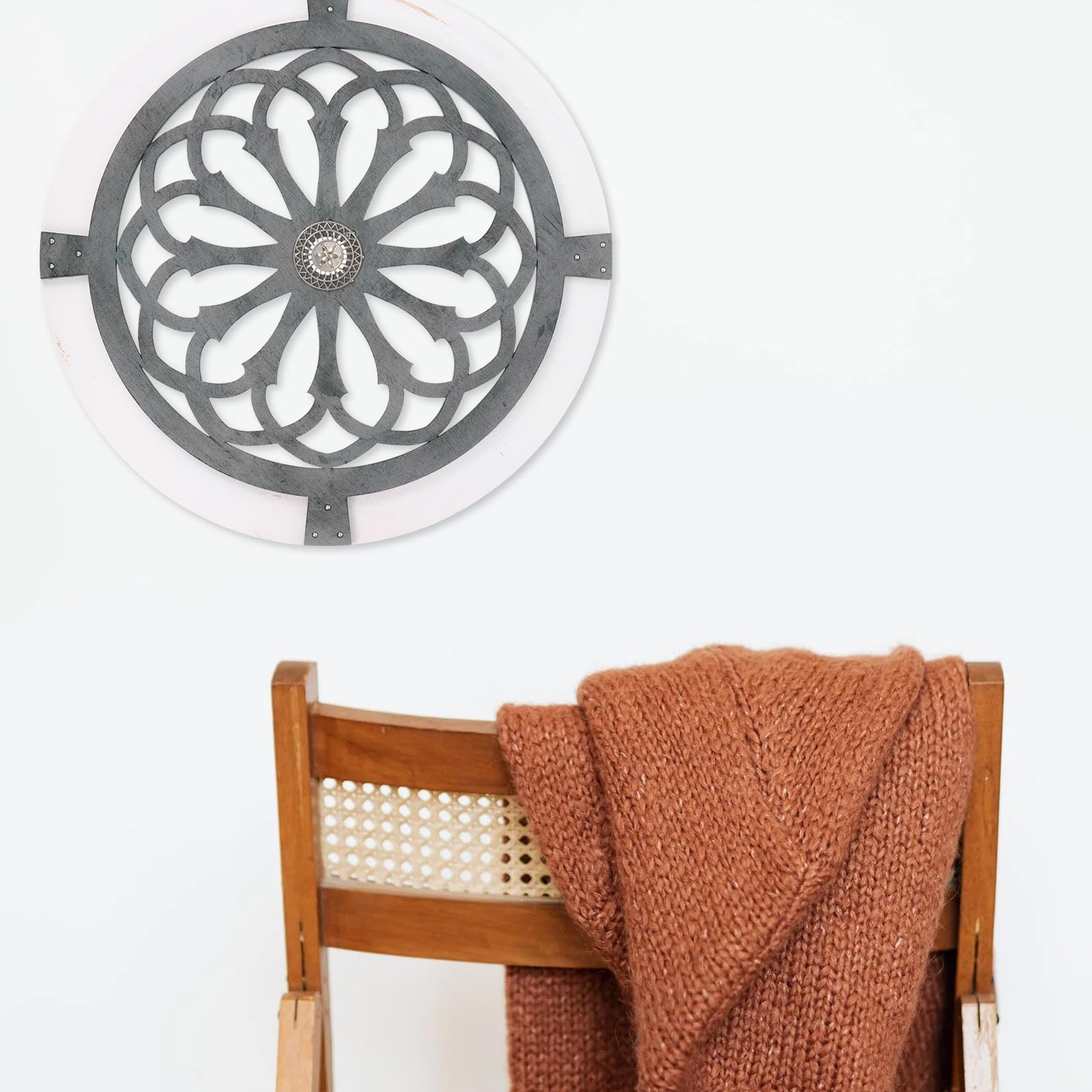 DOITOOL Runder Metall Wandanhänger Retro Wandkunst Hängende Wohndeko für Wohnzimmer und Heimdekoration