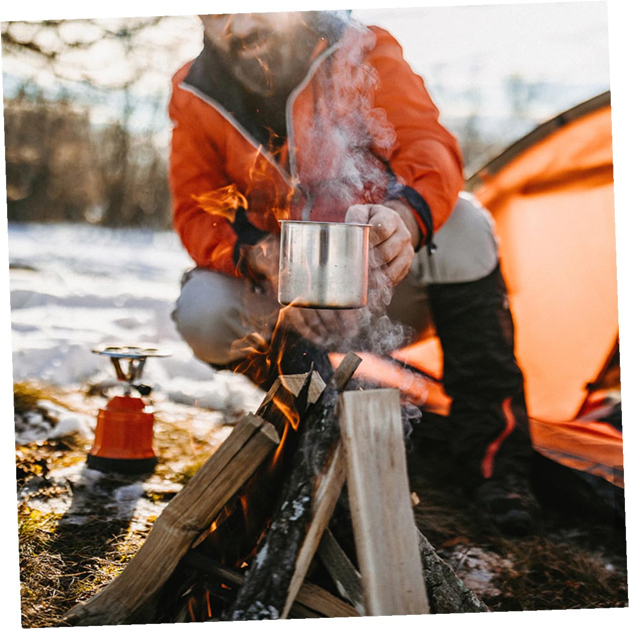 Kit de Casseroles Camping INOX Portable pour Personnes Ustensiles pour Randonnée Pique- et Barbecue Plein Air