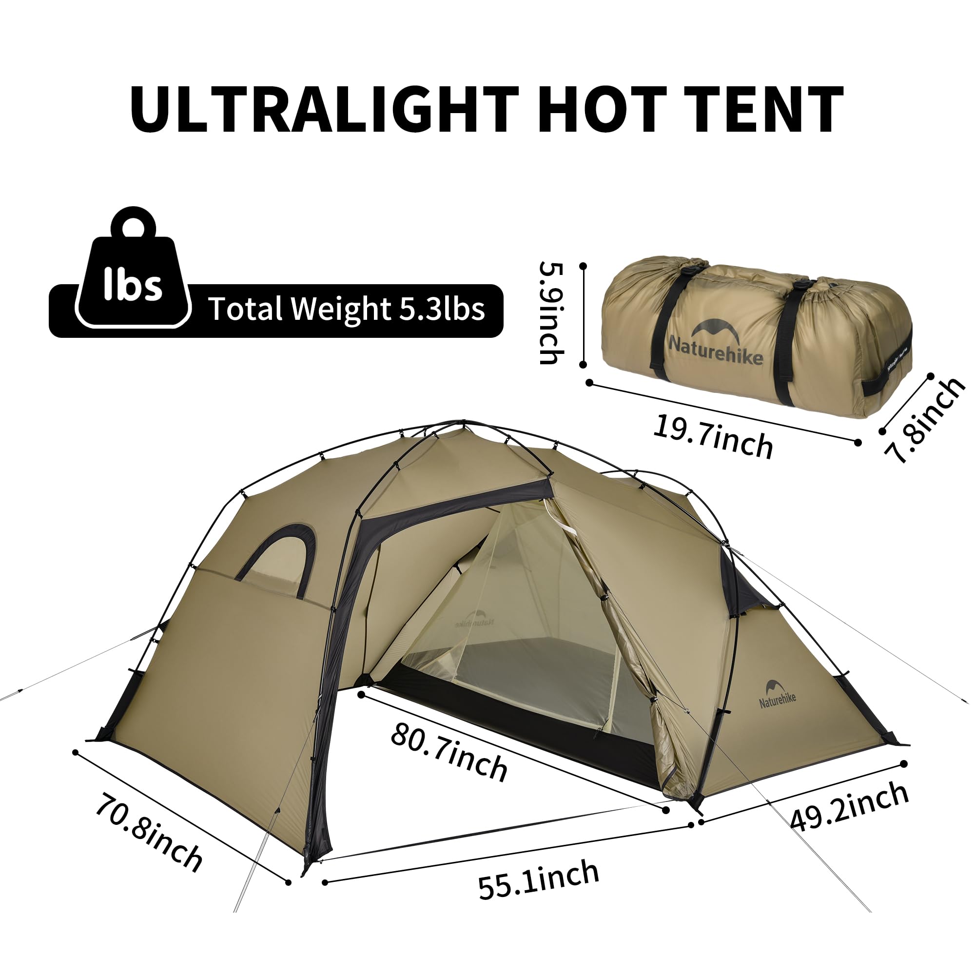 Amazon.co.jp: Naturehike Massifソロ軽量テント 冬用ホットテント 1人