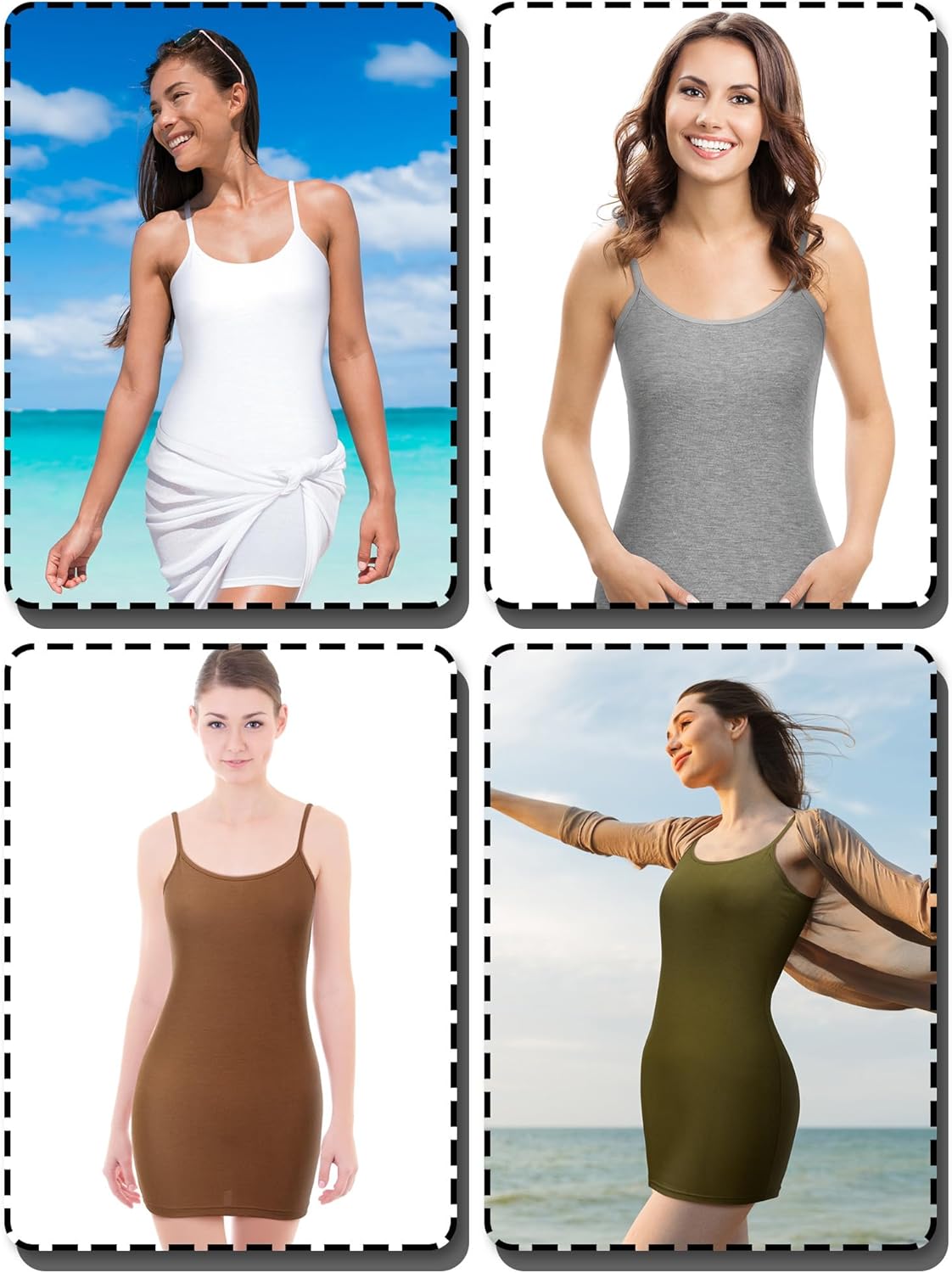 Geyoga 8 Pack Long Tank Tops for Women, Long Camisoles Workout Tops Adjustable Spaghetti Strap Women's Camis Undershirts - Image 4