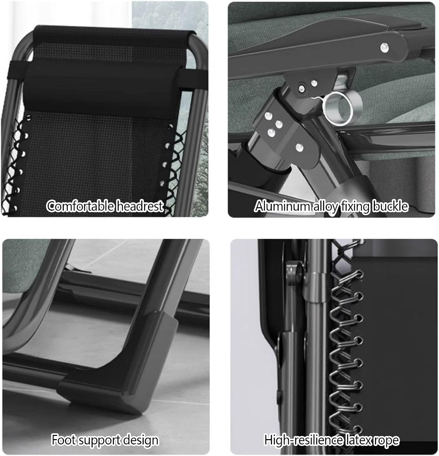 Outdoor Foldable Patio Chaise Lounges with Cushion, Adjustable backrest Breathable Zero Gravity Chairs, Indoor Chaise Lounge with armrests, Can Lie Down or sit, with Ergonomic.