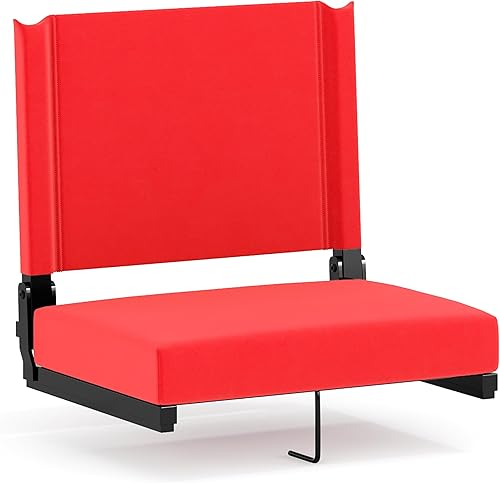 Flash Furniture - asiento cómodo para usar en gradas de Flash - soporta 500 libras Silla de estadio ligera con asa y asiento ultra acolchado, color