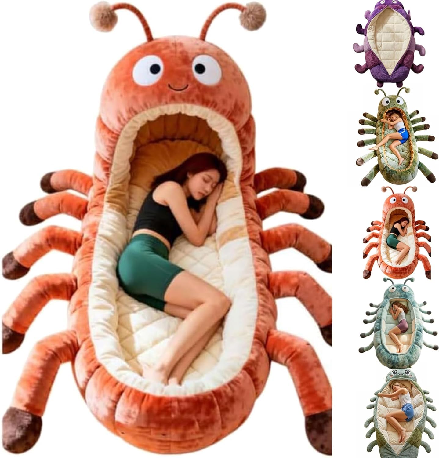 Hugging Caterpillar Sleeping Bag,2026 New Catapillar Sleeping Bag,Pull Cord Cocoon Sleeping Bags,Full Body Plush Lounger, Indoor Nap Pod, Cozy Reading Nest, Animal Sleeping Bags for Adults — view 8