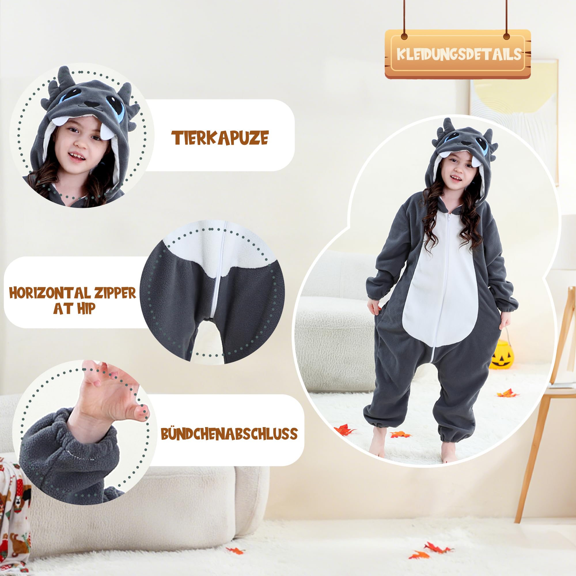 HAHASHOW Pijama Enterizo con Capucha para Adultos - Disfraz de Animal Tierno en Suave Franela Unisex - Tema Invierno, Halloween y Fiestas
