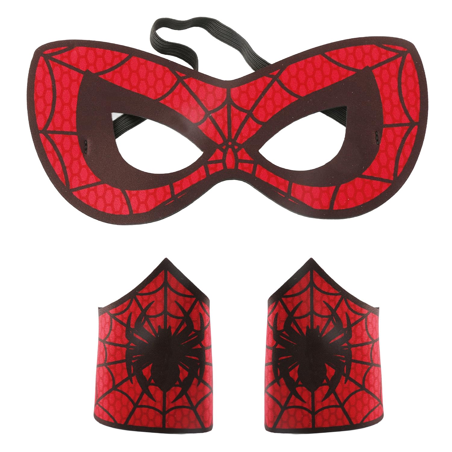 Tabanzhe 3 Pcs Cosplay Spider Mask Set,1 Spider Mask and 2 Wristbands Costume Accessories,Dress Up Fancy Party Supplies for Halloween Birthday Role Play Events