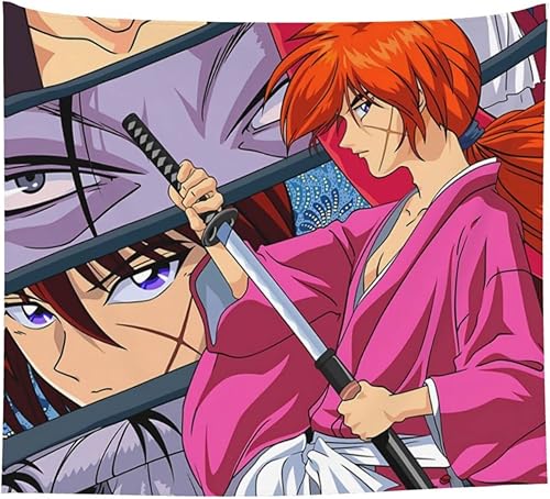 Miniatura 6 de Flokoo Rurouni Kenshin Tapiz decorativo de pared colgante para sala de estar, dormitorio, cocina, dormitorio, hogar, 60 x 51 pulgadas