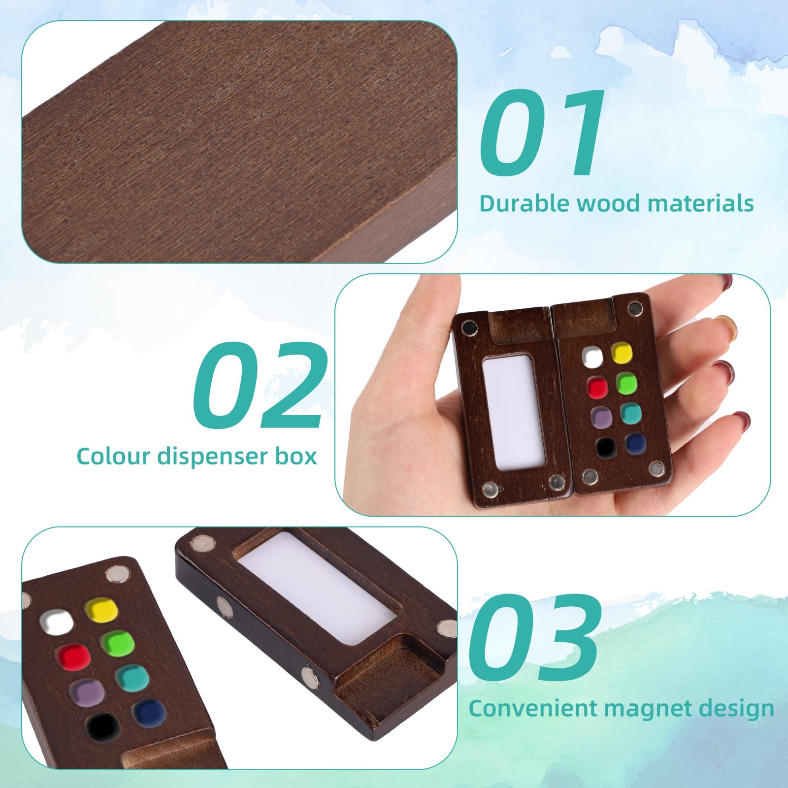 Mini Aquarelverfset Reizen, Draagbaar Palet met 8 Vakjes, Pocket Artist Reis Aquarelset met Metalen Clip, 12 Kleuren Aquarelschilderpalet met Pen