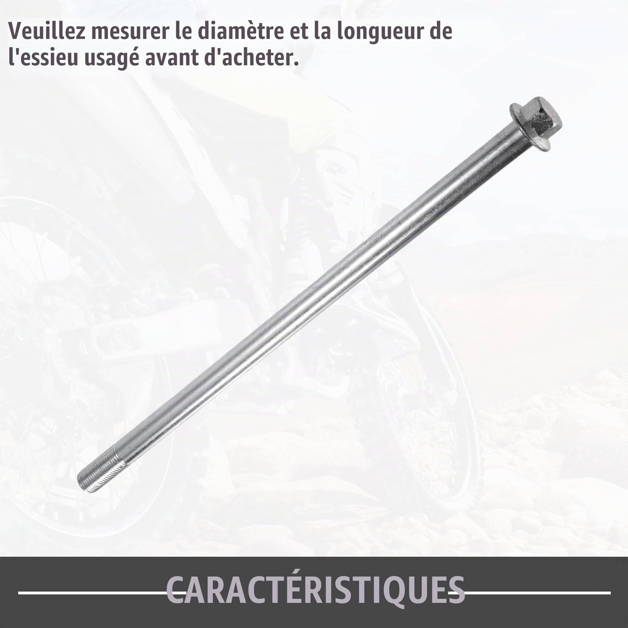 A ABSOPRO Essieu Avec Bague Et Boulon M12 270mm Pour Moto Acier 1pc | Ton Argenté, Pour Scooter, Quad, Longueur 270mm, Diamètre 12mm, Filetage M12x1.25, Avec 3 Bagues Et 1 Vis Boulon