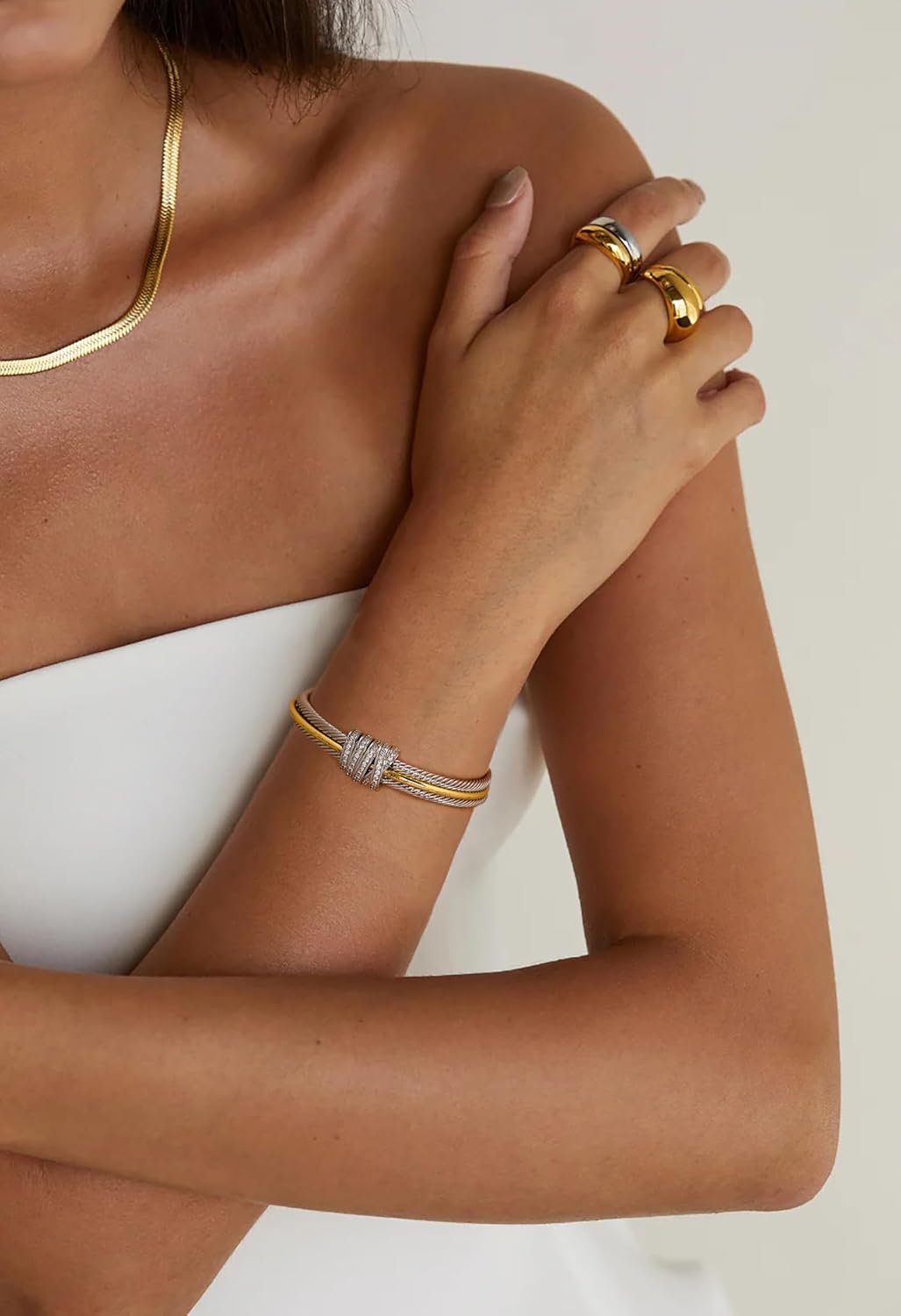 LILIE&WHITE Gold And Silver Bracelets For Women With Braided Design Chic Gold Bangle Statement Bracelet Cuff Bracelets Fashion Jewelry - Image 2