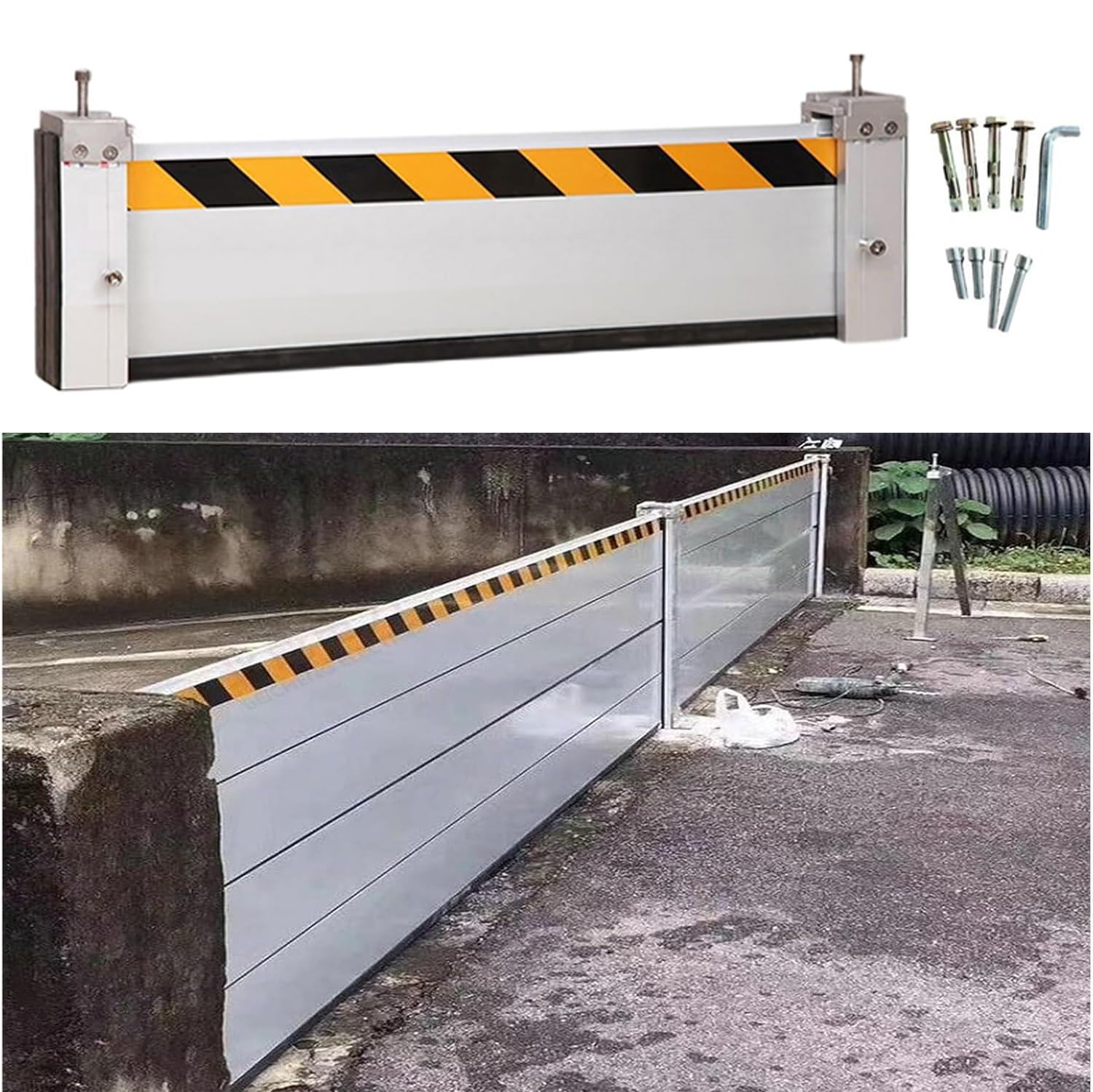 Reusable Aluminum Flood Barriers/Gates for Home Doors, 3/4/5/6/7/8/9/10/11/12/13/14/15/16/17/18ft Long Flood Prevention Barrier Water Stopper Shield for Outside/Indoor/Garage Door(H 0.6ft(2