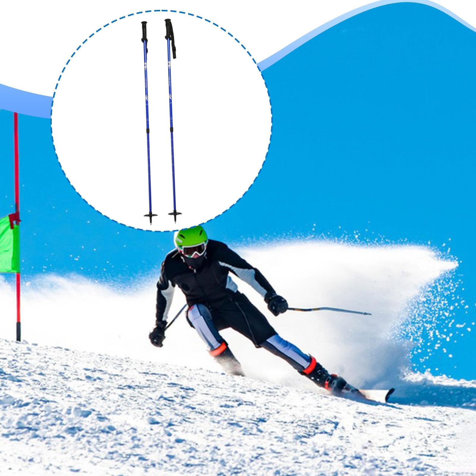 2 Pièces Bâtons de Randonnée Ski Télescopique Aluminium Alliage Système de Verrouillage Rapide Poignée Confortable Adapté Aux Expéditions Activités Ne