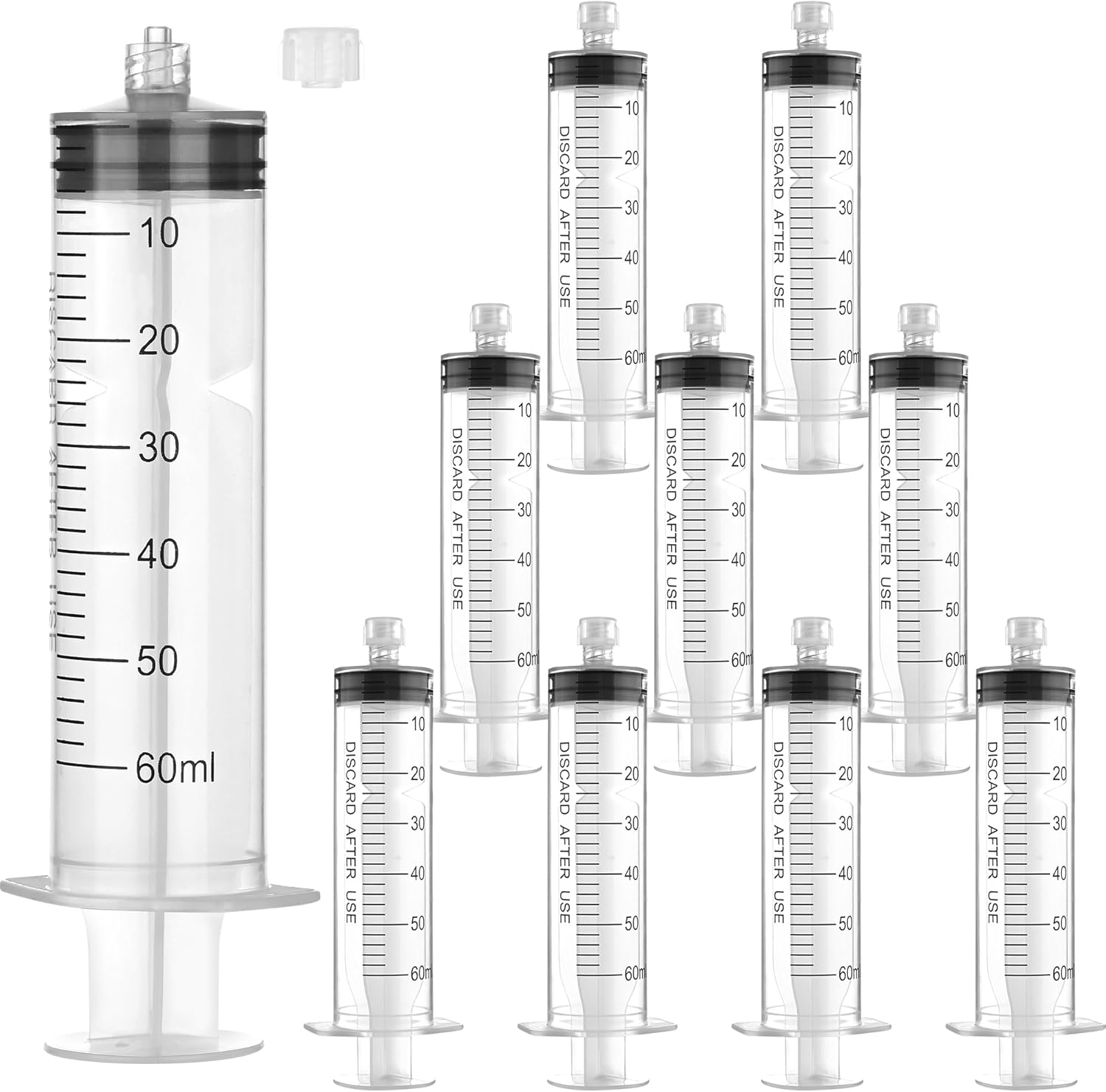 30Pack 60ml Syringes with Cap for Liquid - Individually Packge Sealed - Plastic Syringe without Needle for Industrial Scientific Labs, Feeding Pet