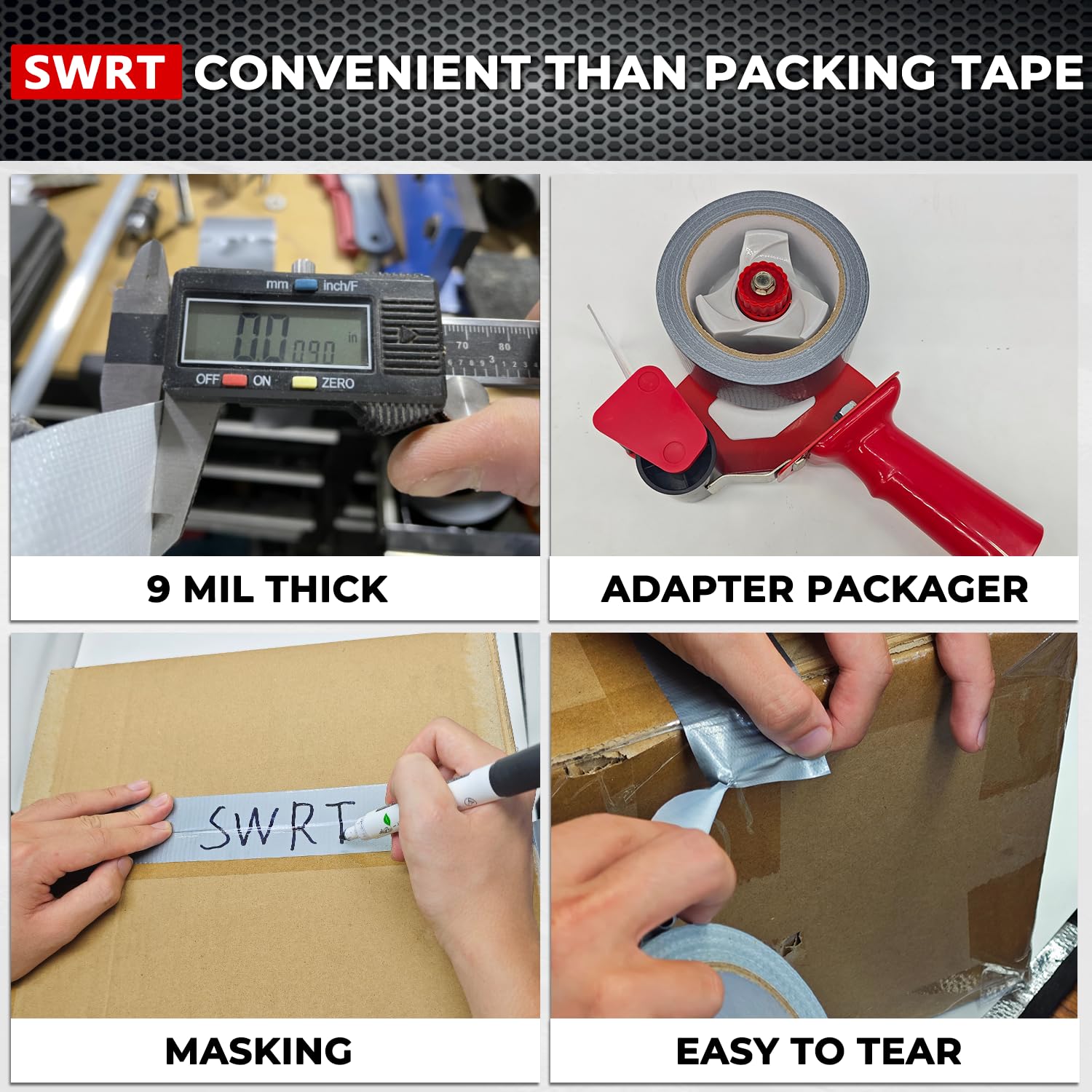 SWRT Paquete de 24 cintas adhesivas resistentes plateadas de 9 mil, 2 pulgadas x 720 yardas, resistentes al agua, para todo tipo de clima, sin residuos de sellado y parches para reparación en