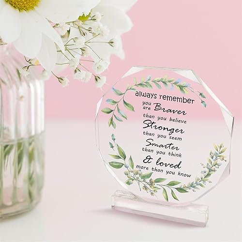 Miniatura 2 de Regalos inspiradores octágono acrílico para mujeres Always Remember You Are Braver Than You Think Regalo inspirador para mujeres, esposa, mamá,