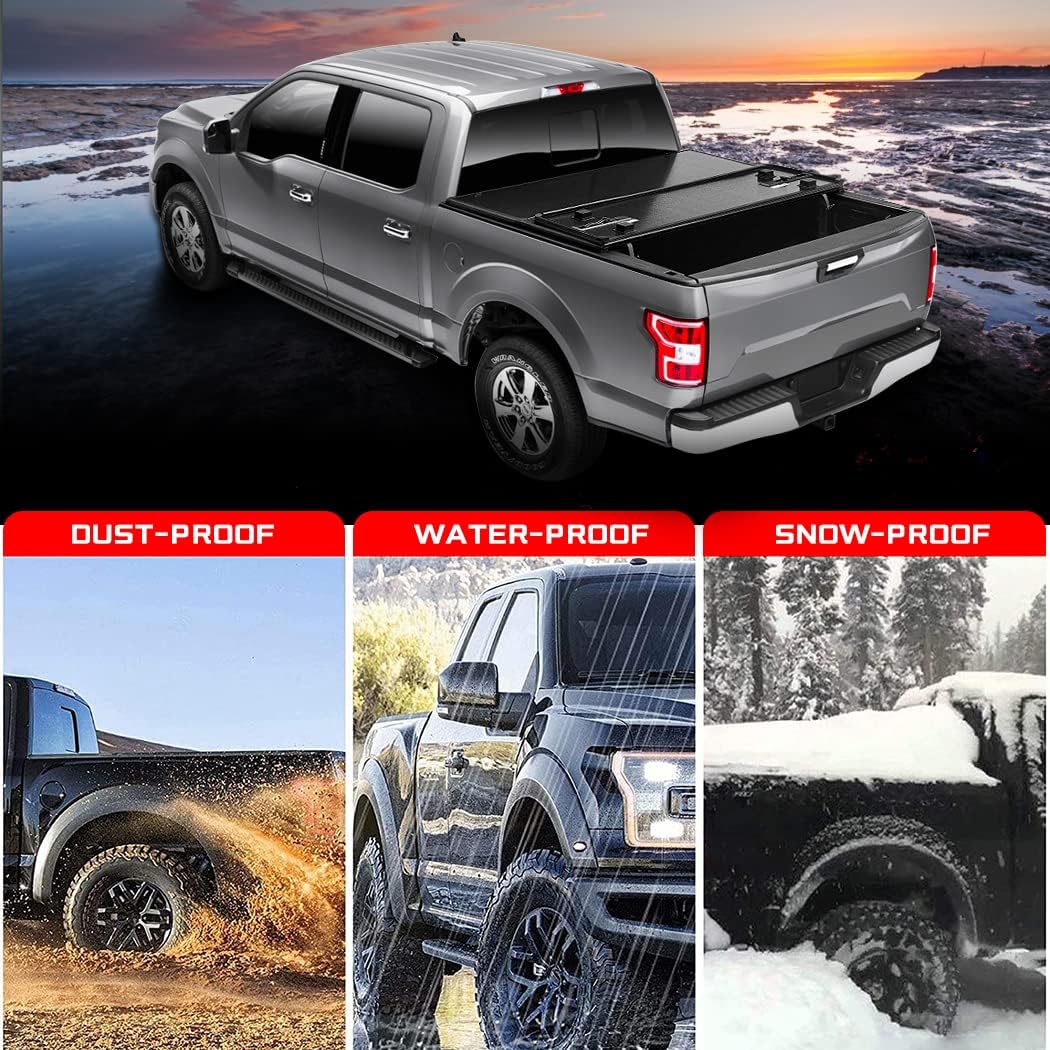 CCIYU Tonneau Cover, Hard Folding Truck Bed Tonneau Cover Fits for Toyota Tundra 2014-2017 Fleetside 5'5"FT Bed Hard Tri-Fold Tonneau Cover
