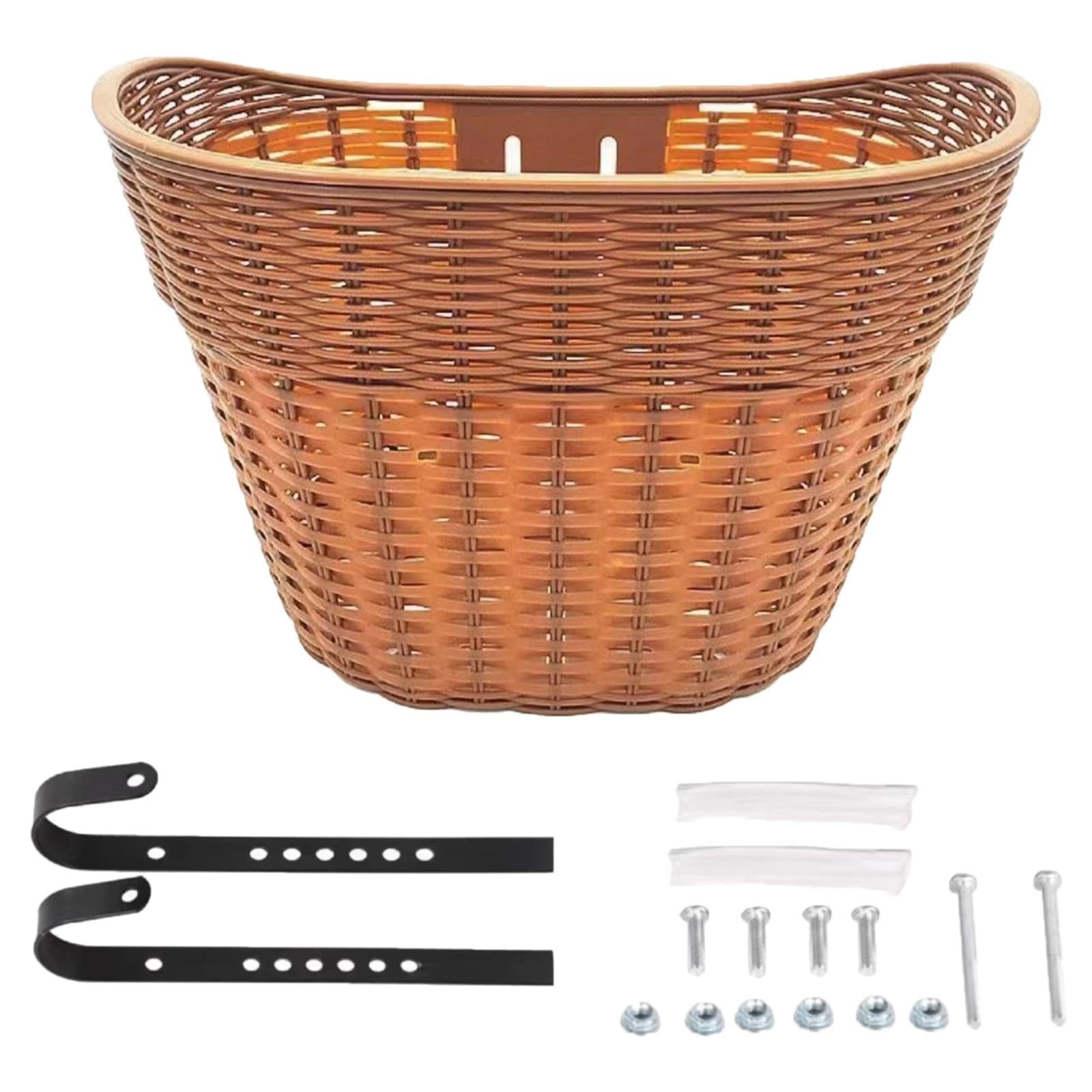 Bike Front Basket Bike Basket, Easy to Install Pannier Storage Basket, Cargo Rack for Picnic, Shopping, Camping Women, brown