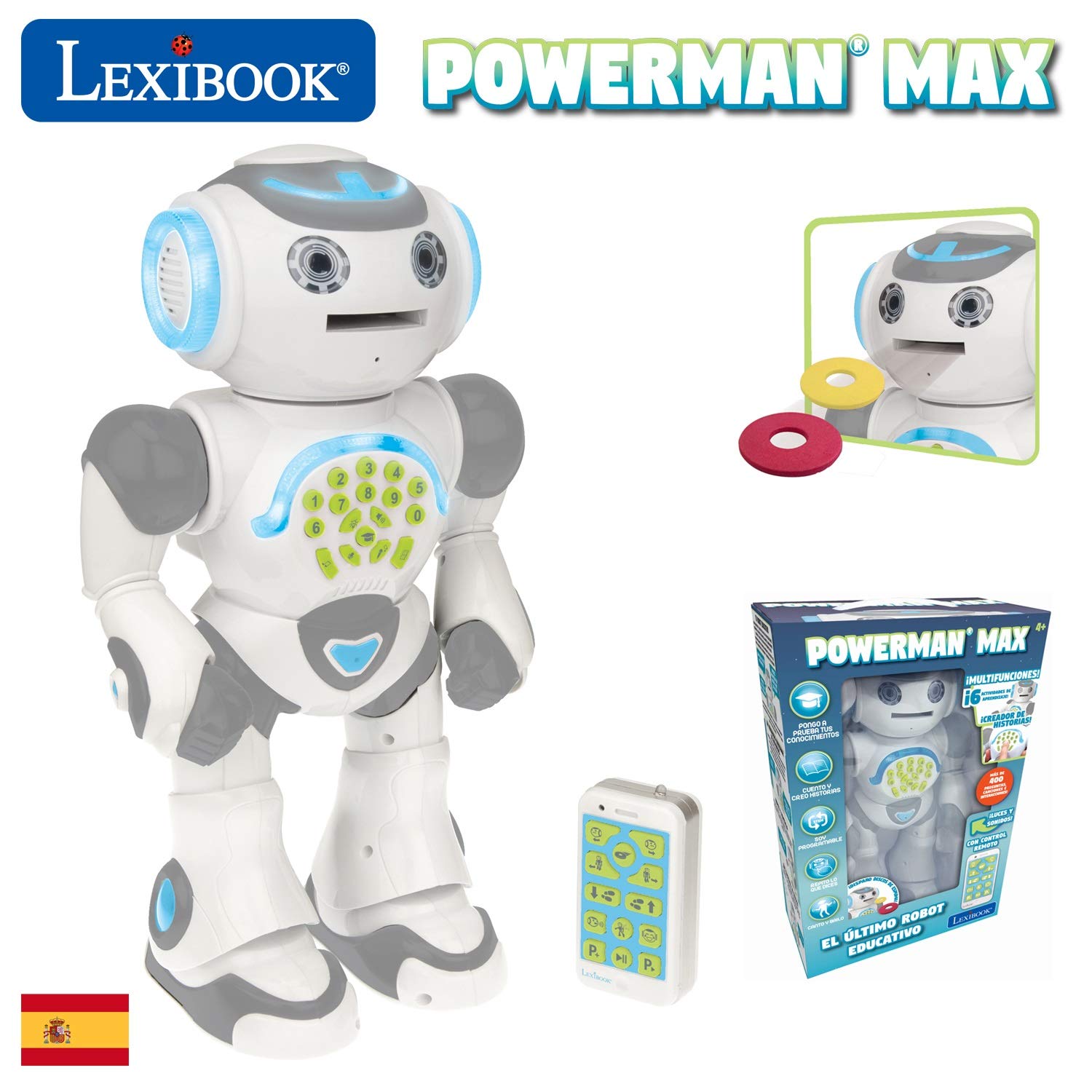 Lexibook, Powerman MAX, robot giocattolo parlante, multicolore, spagnolo, ROB80ES