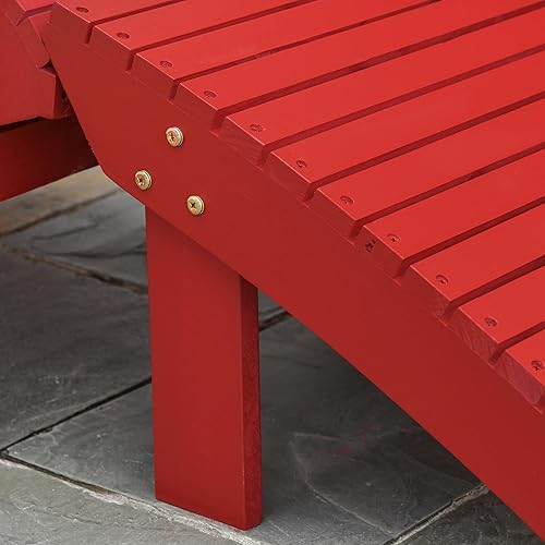 Miniatura 8 de Outsunny Silla Adirondack plegable de 3 piezas con otomana y mesa auxiliar, sillas de madera para fogatas al aire libre con respaldo alto,