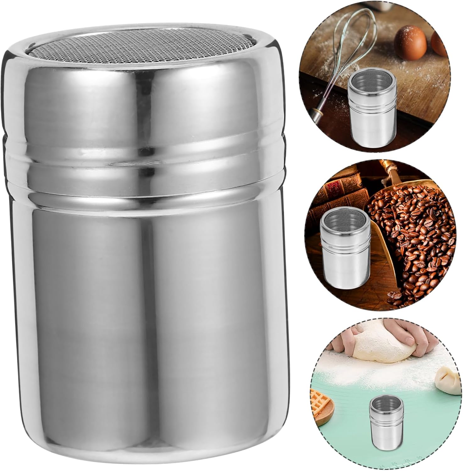 Stainless Steel Powdered Sugar Shaker Duster Silver 200ml
