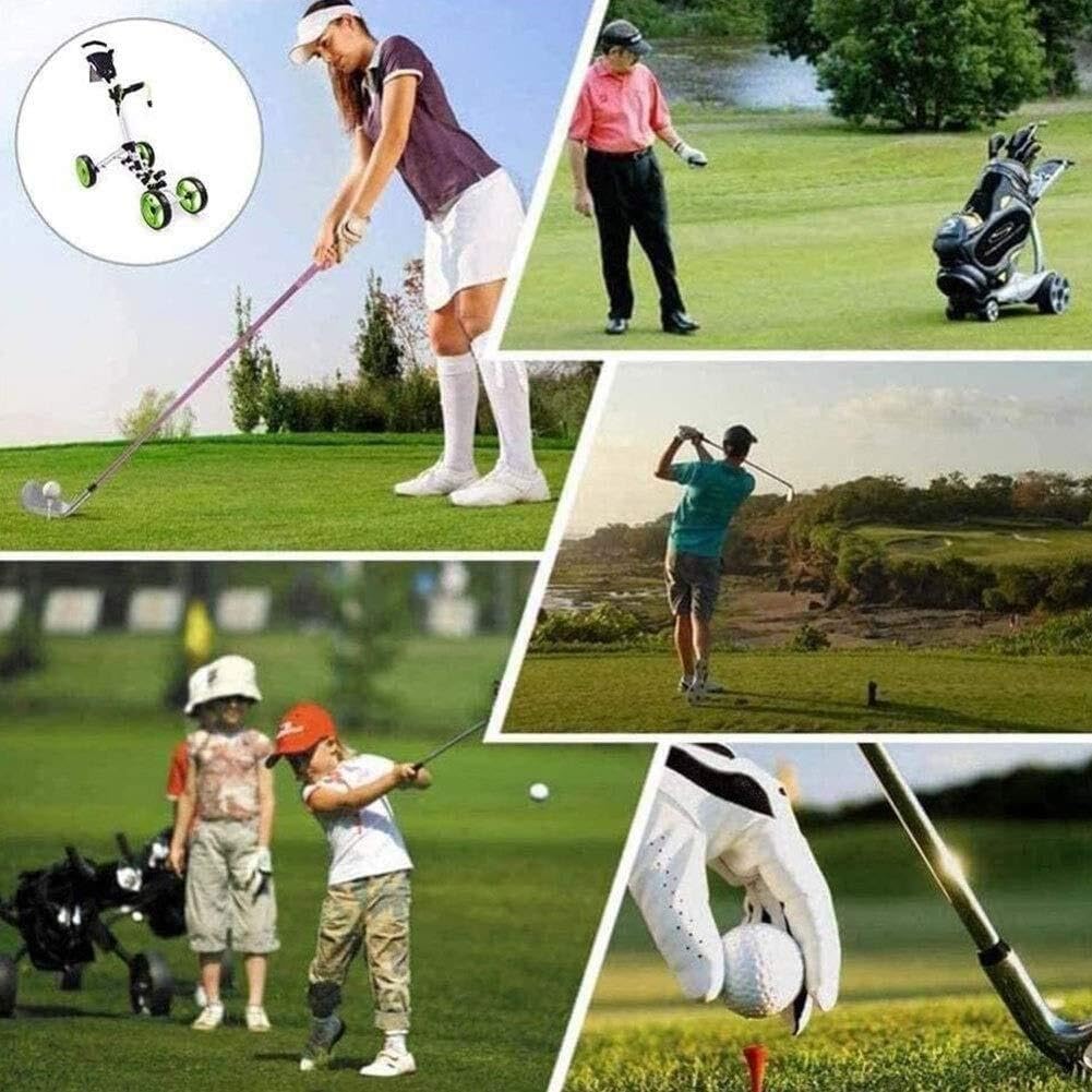 4-Wheel Foldable Golf Trolley with Foot Brake, Lightweight Push/Pull Cart, One-Touch Open Close, Aluminum Alloy Frame