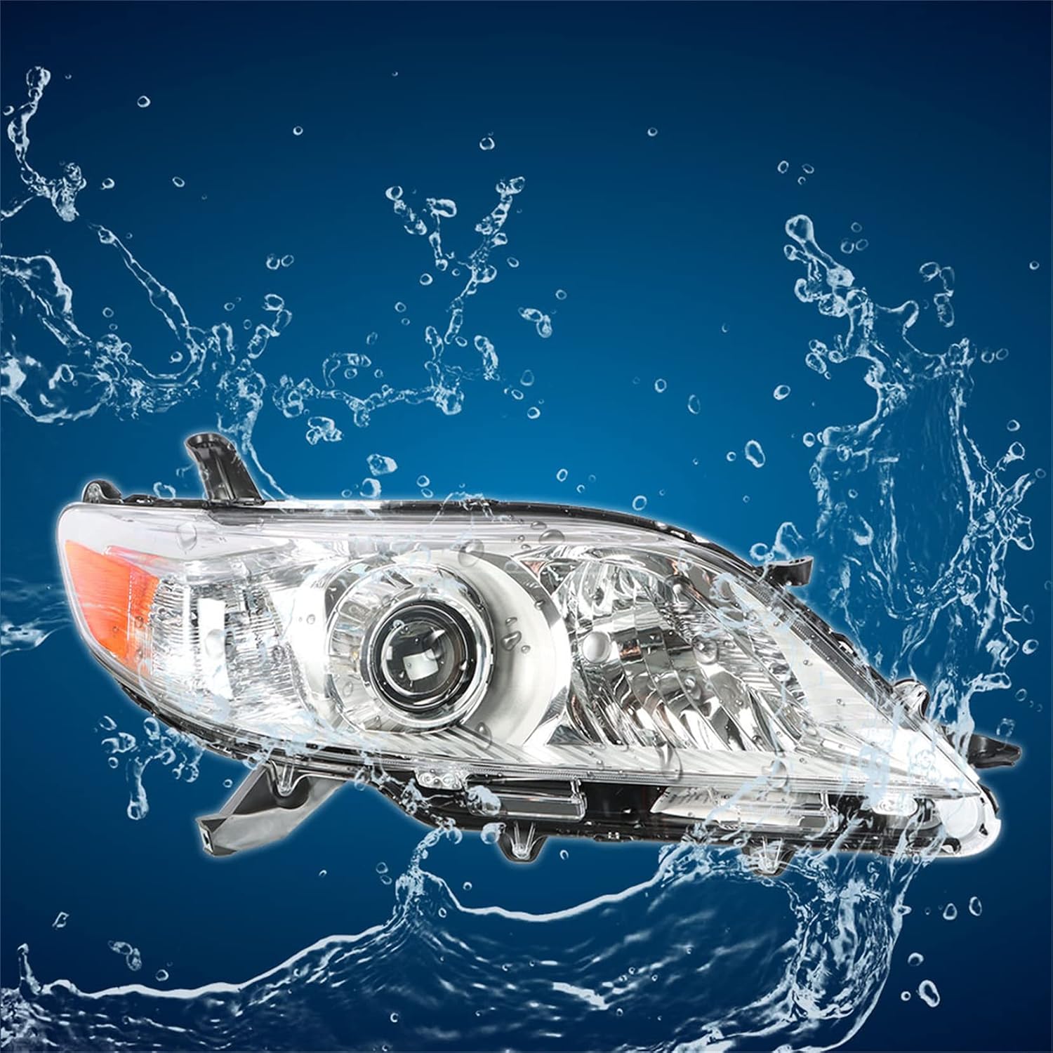 8111008032 Right Side Halogen Chrome Housing Passenger Side Headlamp Headlight Assembly Replacement for 2011-2020 Sienna