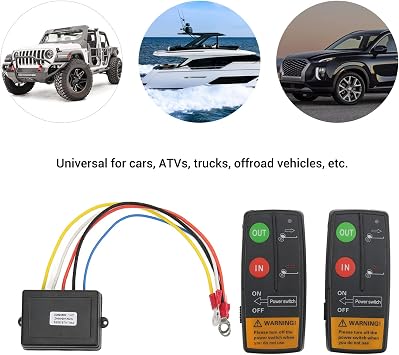 Wireless Winch Remote Control Kit, 75ft Range 12V 24V Winch Controller Set, Electric Winch Remote Control Kit, Universal Winch Controller for Car Truck