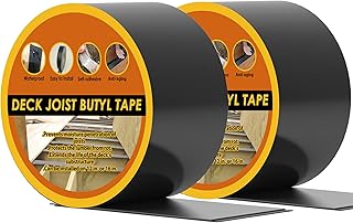 Butyl Deck Tape 2" x 50' with 2 Rolls, Joist Tape 2 inch for Decking, Waterproof and Anti-Corrosion Flashing Tape for Deck, Joist, Roofs, Beams, RV, Doors, and Fences