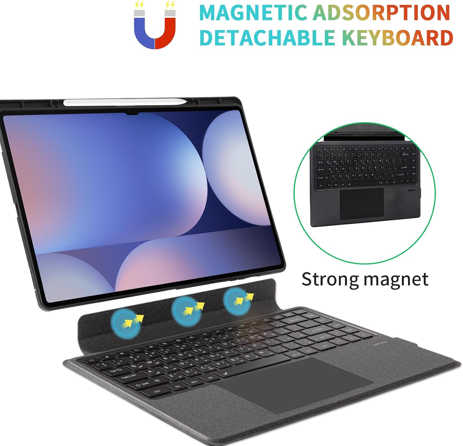 كيبورد مغناطيسي قابل للفصل بإضاءة خلفية – متوافق م...