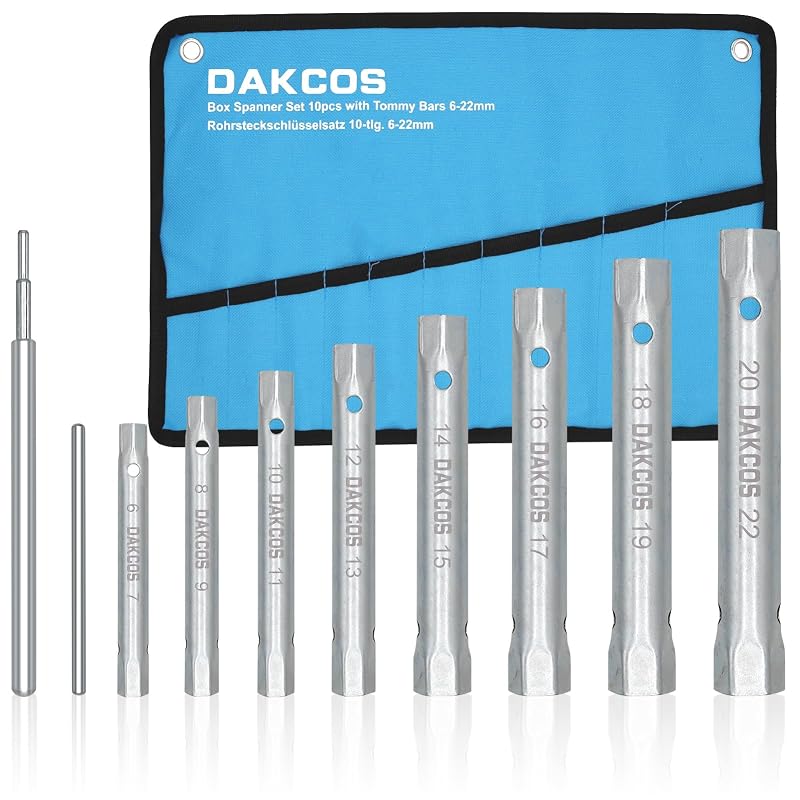 DAKCOS Kit de Soquetes Tubulares para Válvulas, Torneiras e Velas de Ignição com 10 Peças ROHR02