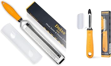 Deiss PRO Lemon Zester & Heavy Duty Cheese Grater, Vegetable Grater and Swivel Vegetable Peeler - Sharp Stainless Steel Peeler With Easy Non-Slip Hand Grip