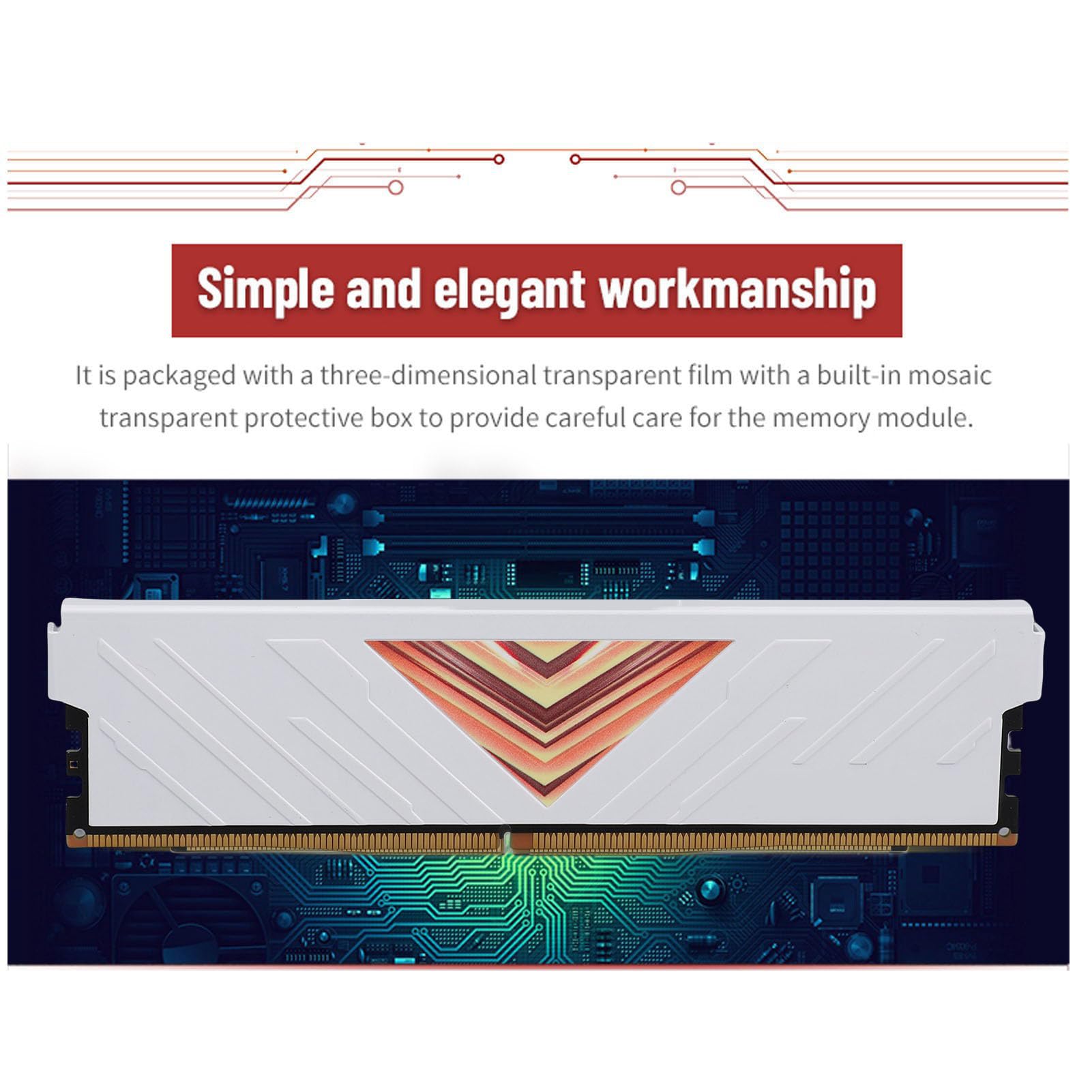 DDR4 RAM 8 GB 3600 MHz Moduł Pamięci Stacjonarnej z Rozpraszaniem Ciepła na Komputer do Gier Stop Aluminium 2 szt. (WHITE)