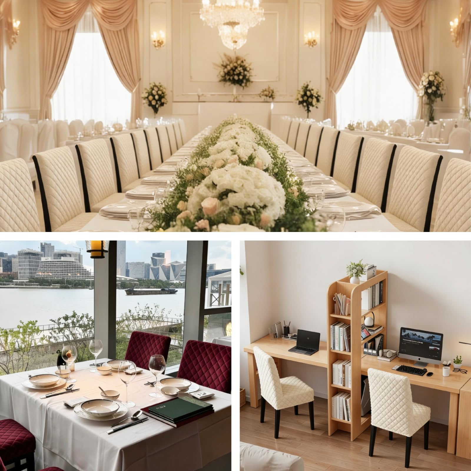 6 Stück Stuhlhussen Jacquard Schwingstuhl Stretch Stuhlhussen Stretch 6er Set Stuhlhussen Universal Stretch Stuhlhussen Waschbar Und Abnehmbar für Esszimmer Hotel Bankett Hochzeit Party Deko
