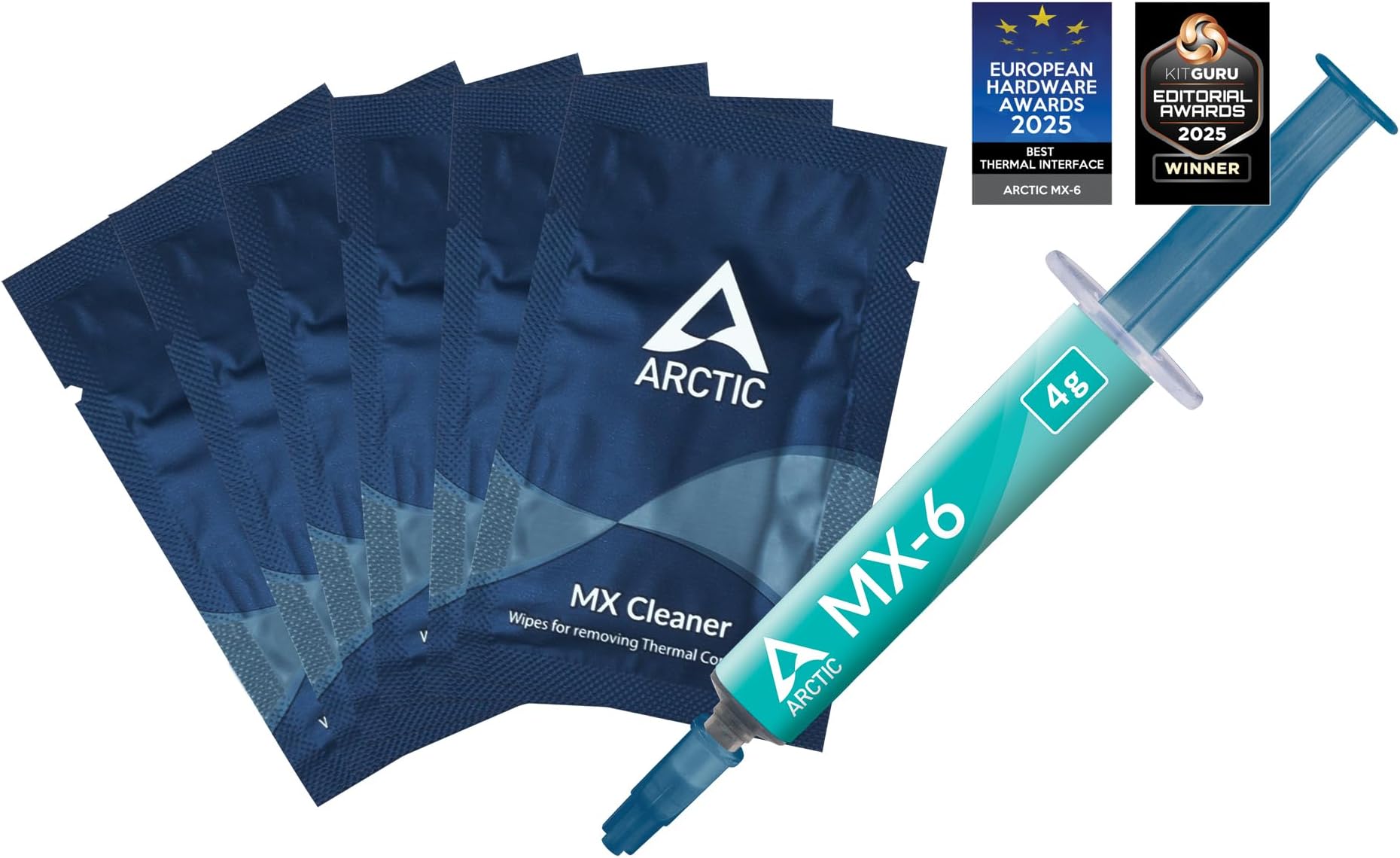 ARCTIC MX-6 (4 g, incl. 6 MX Cleaner) - Ultimate Performance Thermal Paste for CPU, consoles, graphics cards, laptops, very high thermal conductivity, long durability, non-conductive, non-capacitive