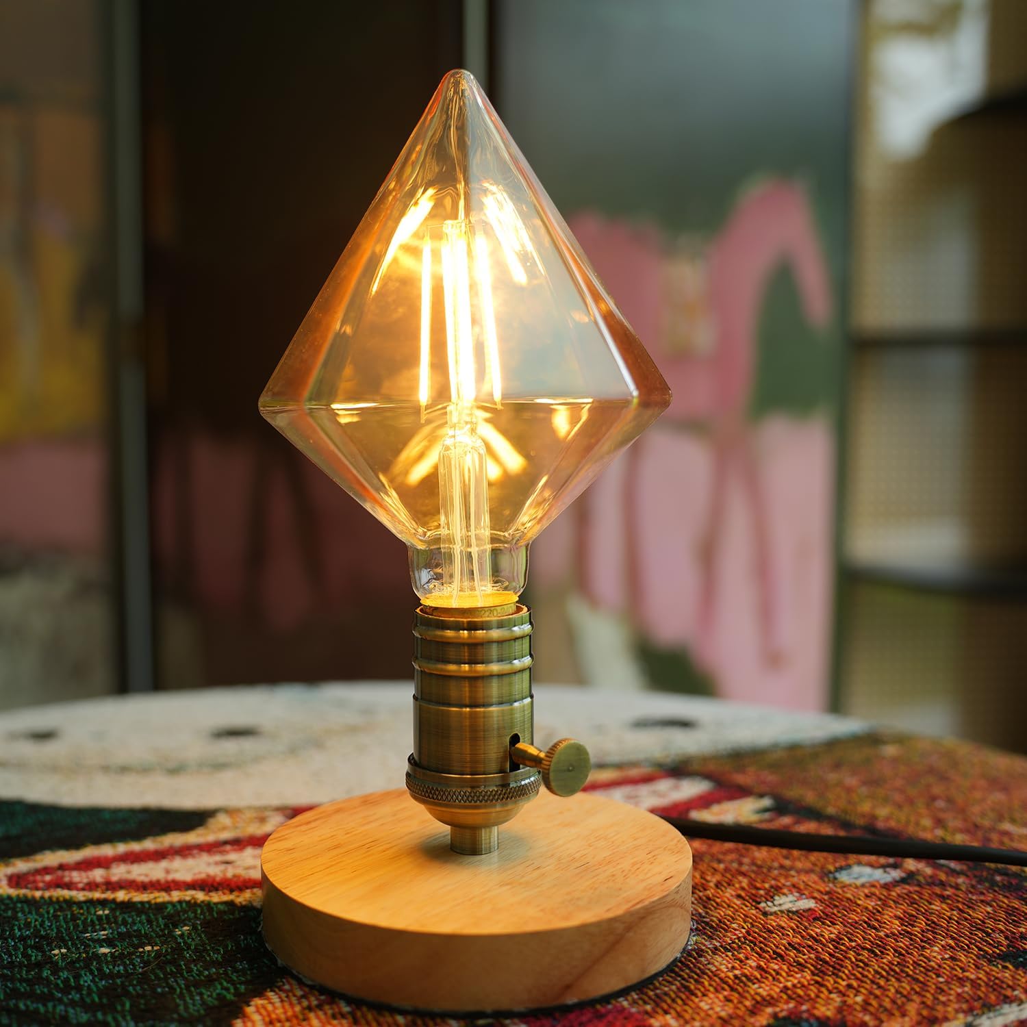 Vintage LED Edison Bulb, 110mm Amber Glass Cone Shape, 4W (40W Incandescent Equivalent), 110-130V, E26 Base, 2500K Warm Yellow Light, 400LM, Non-Dimmable, for Indoor Decorative Lighting